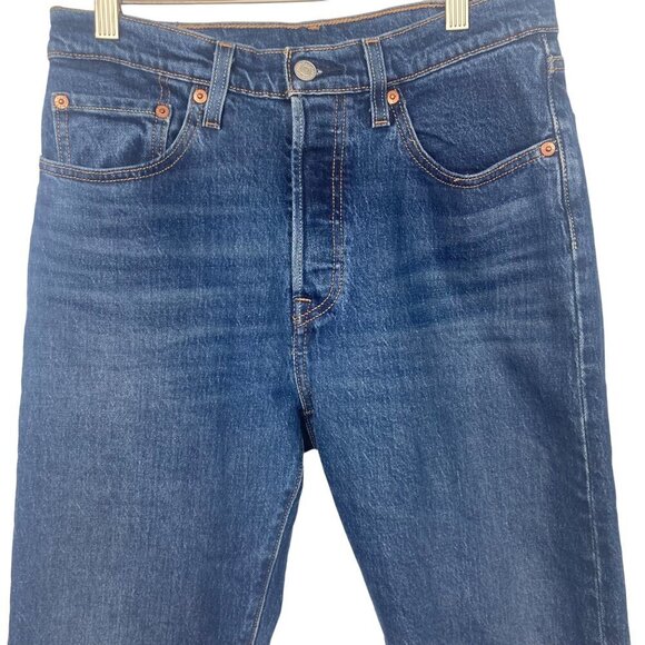 Levis 501 Jeans 27x27 Labeled 30 Classic Fit Button Fly Dark Wash Denim - Picture 2 of 10